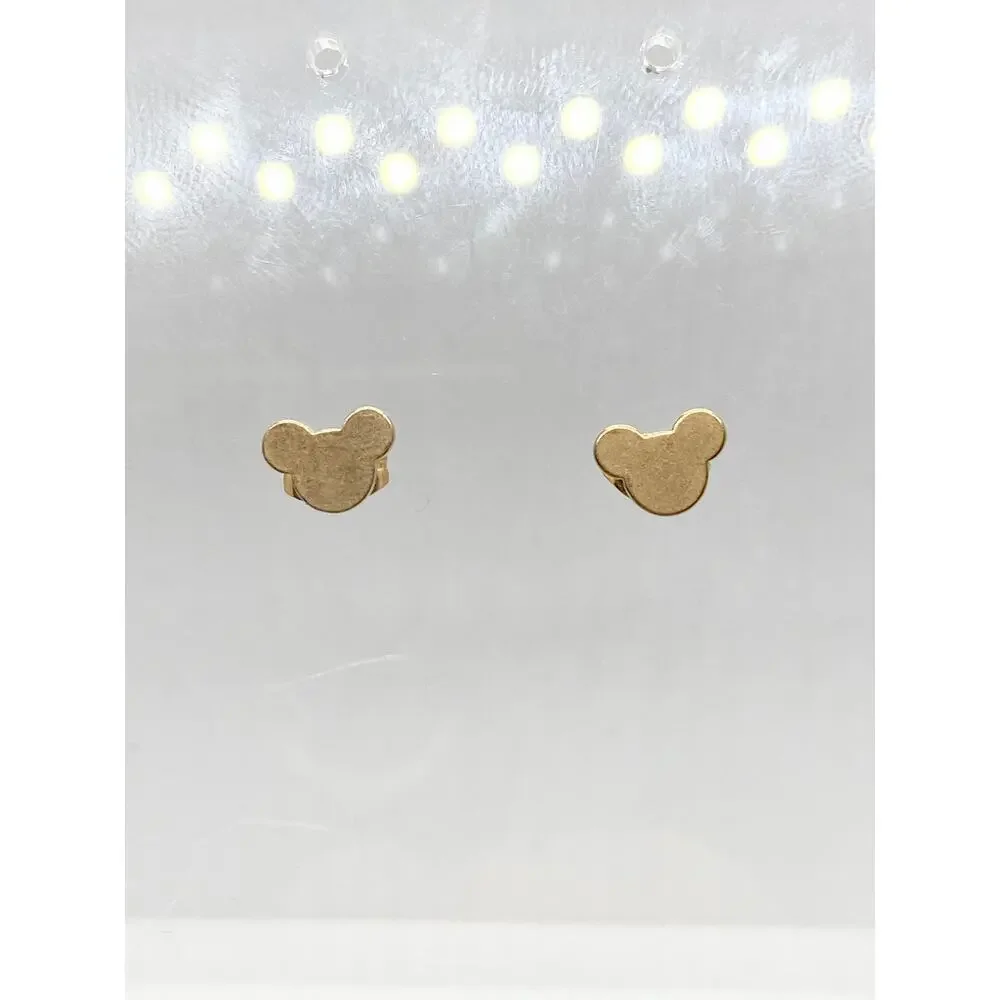 Yellow Gold Stainless Steel Mickey Mouse Silhouette Stud Earrings